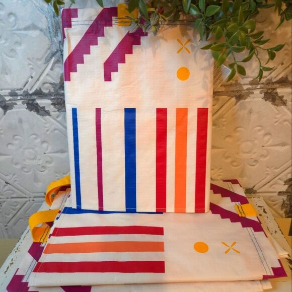 IKEA OMSESIDIG Colorful Geometric Tote Bags Reusable Eco Shop NEW Large Tote - Picture 3 of 6